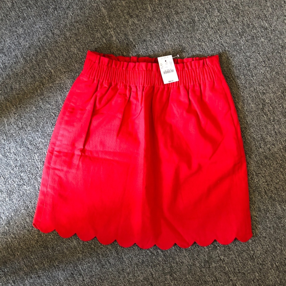 J. Crew Red Scallop Trimmed Mini Skirt - Picture 3 of 4